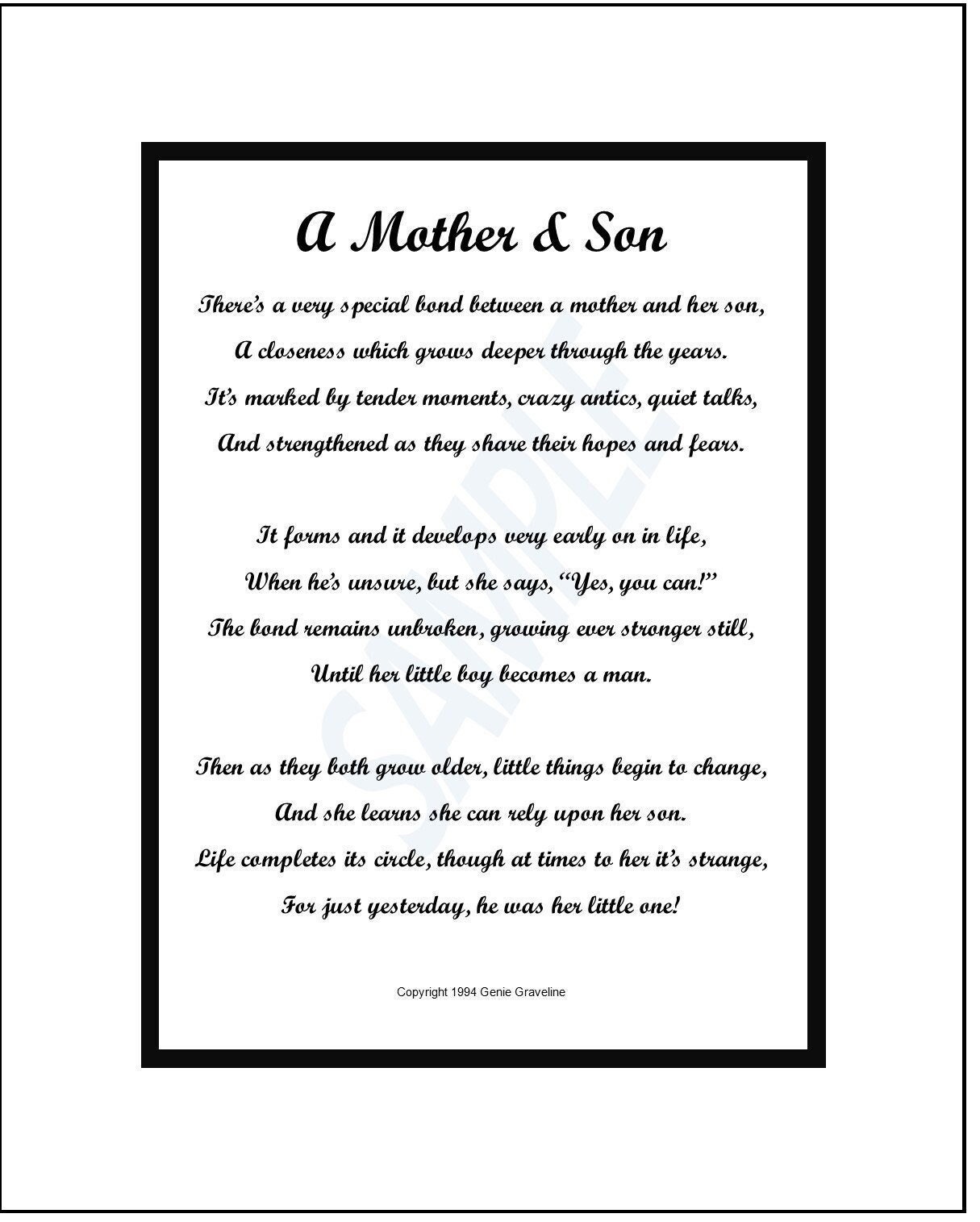 Mother Son Poem DIGITAL DOWNLOAD Mother Son Gift Mother