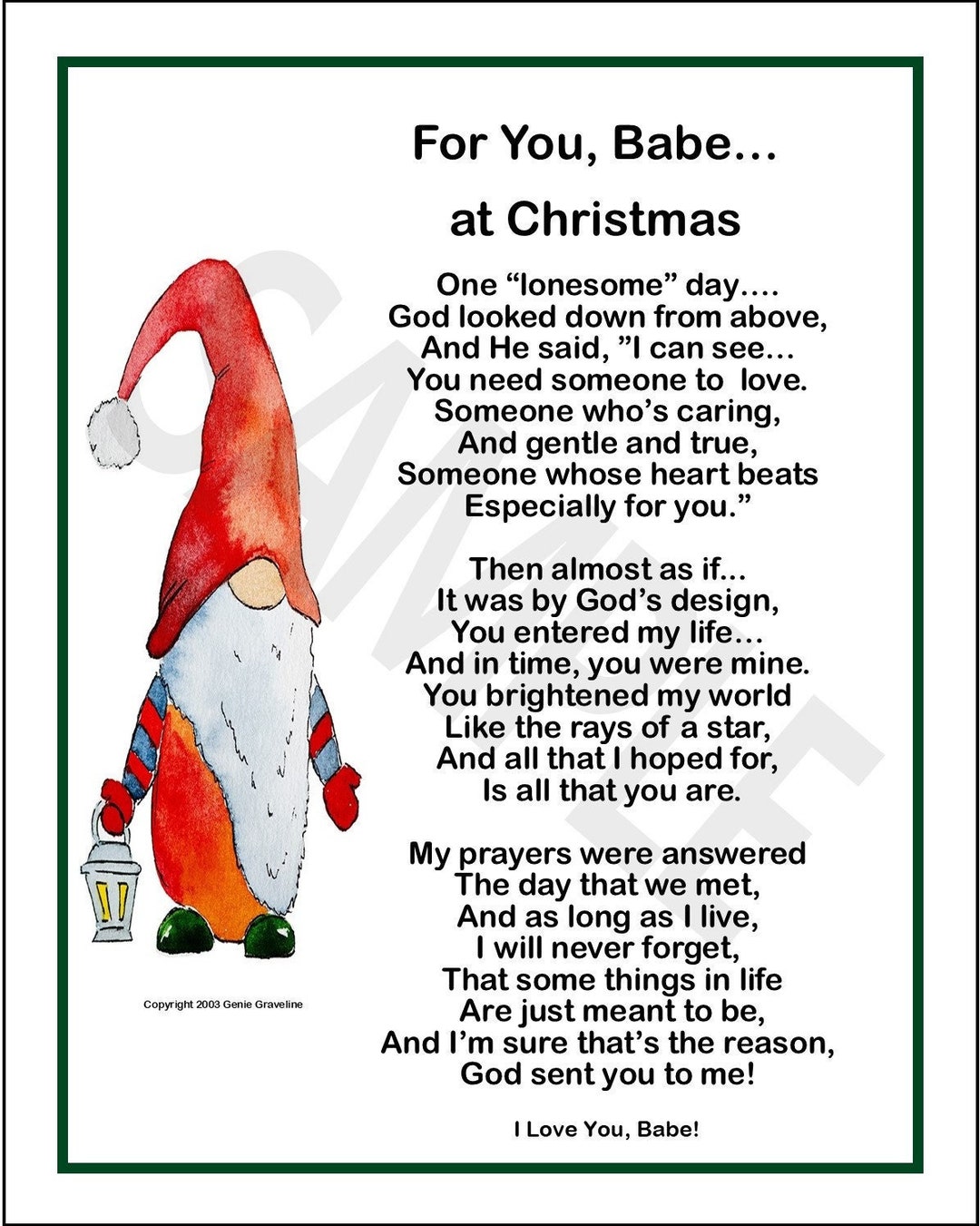 Christmas Poem for My Boyfriend, Christmas Poem for Girlfriend, DIGITAL DOWNLOAD, Husband Wife