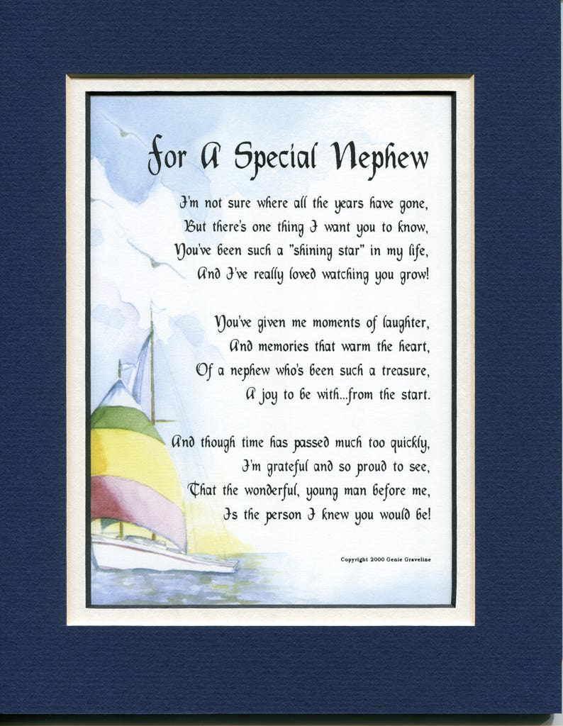 Nephew Poem Nephew Gift Nephews Birthday Special Nephew Etsy