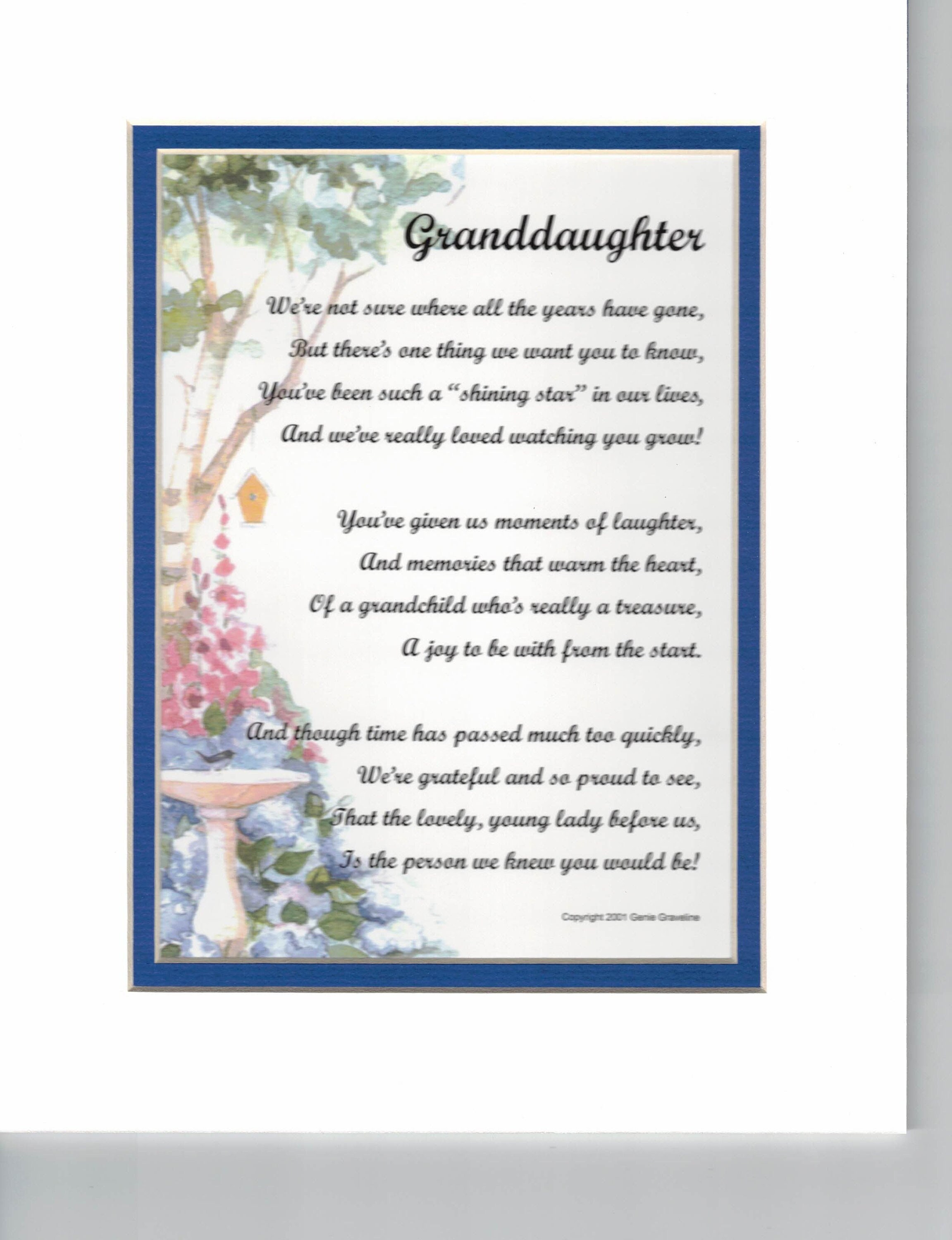 granddaughter poem, granddaughter gift, gift for granddaughter