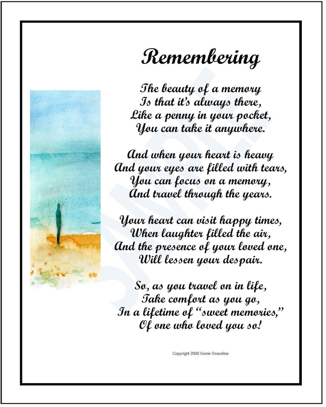 Bereavement Poem, Bereavement Gift, Remembrance Print Poem, Sympathy