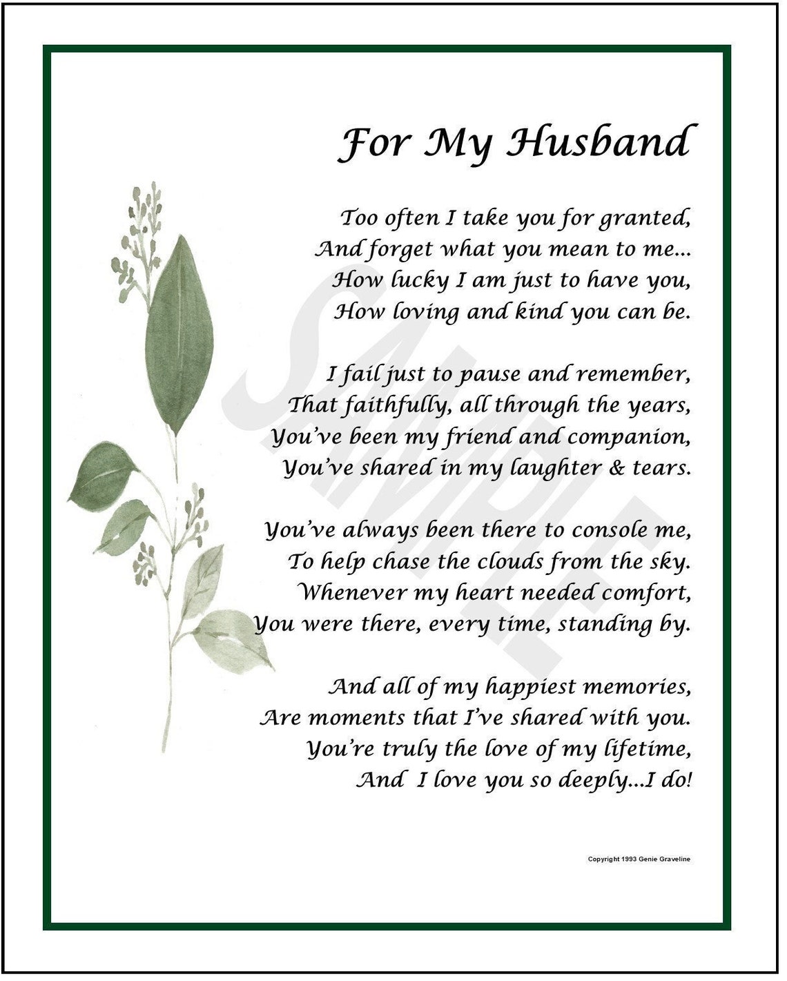 Poem for My Husband Poem DIGITAL DOWNLOAD Husband's 50th - Etsy