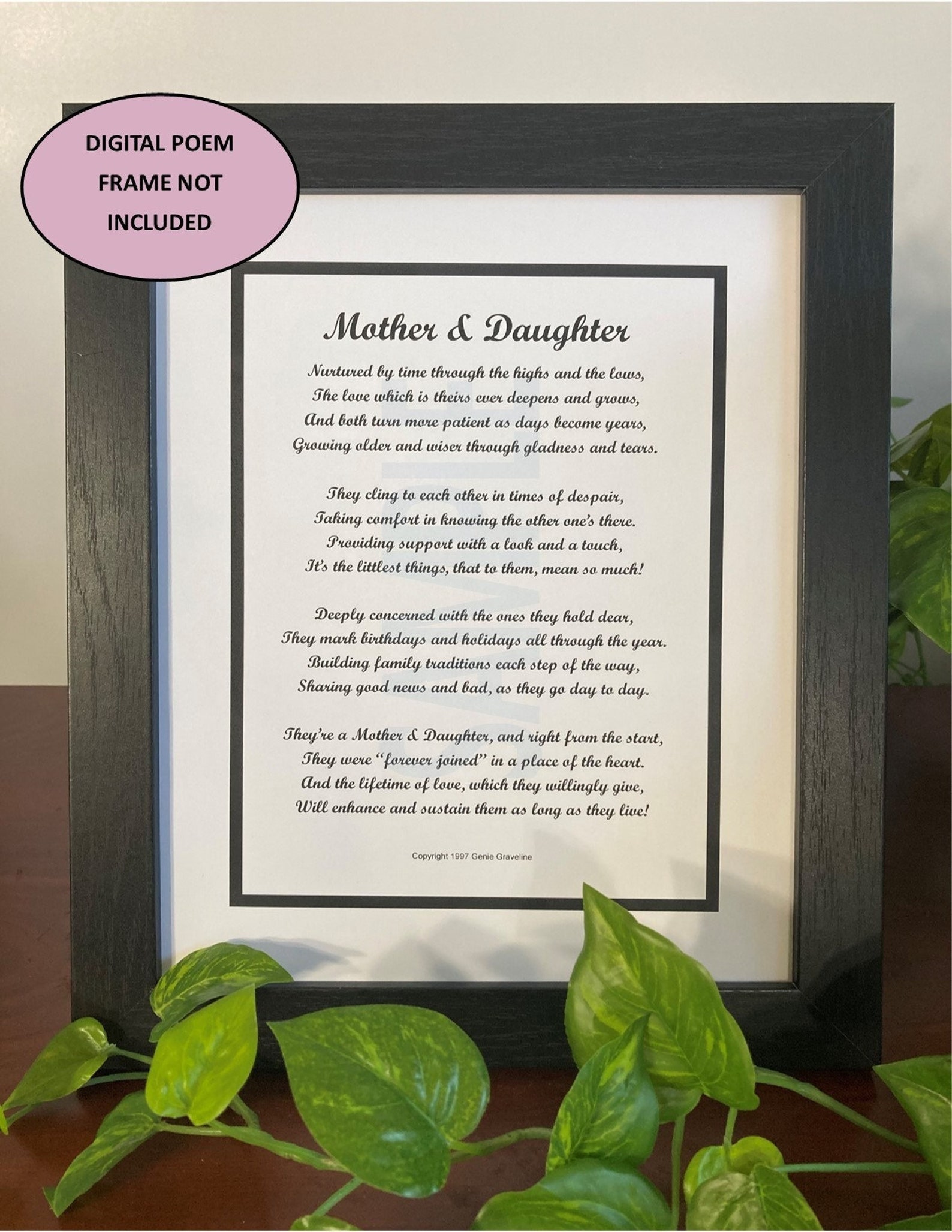 Mother Daughter Poem Print, Birthday Christmas Mother's Day Gift ...