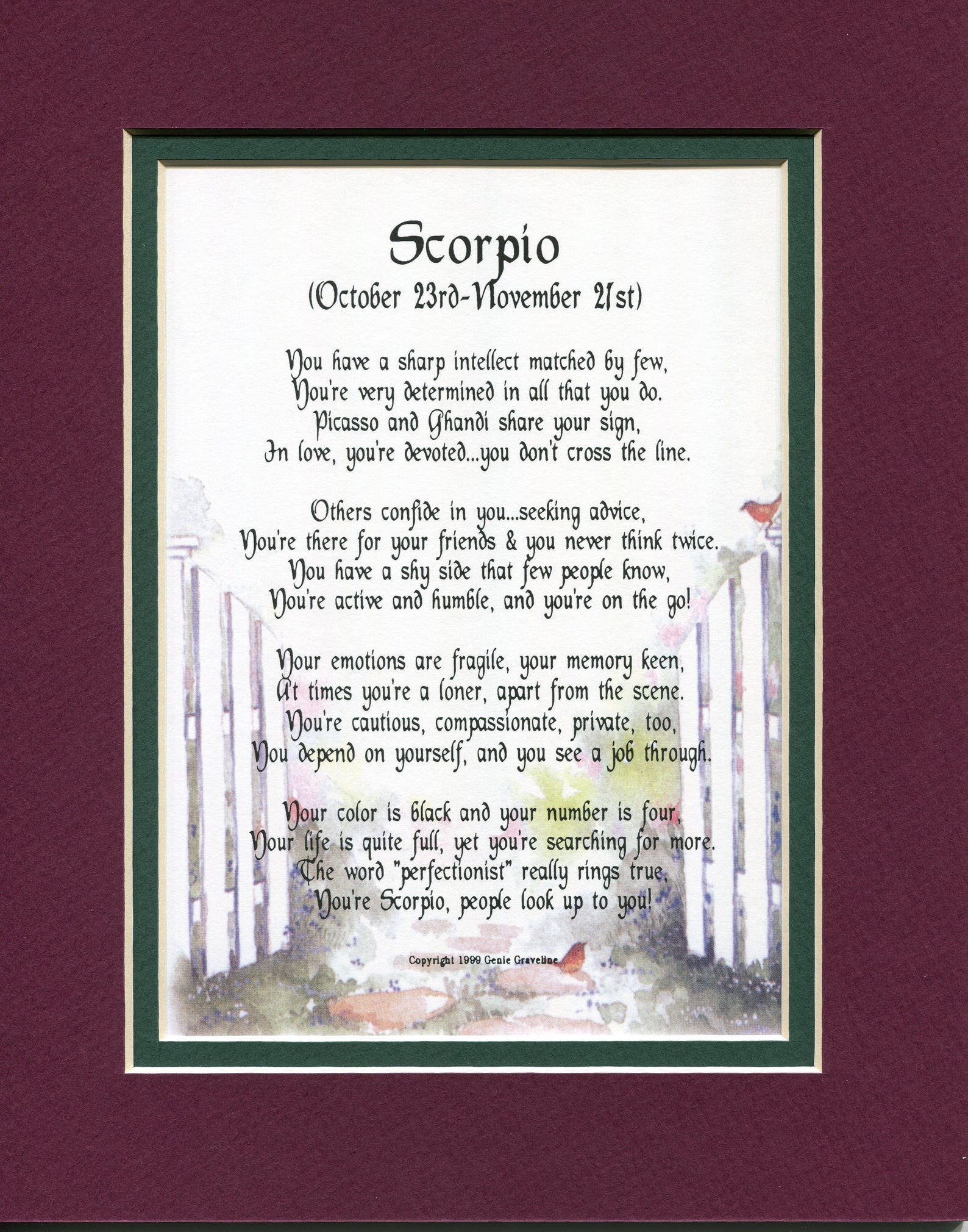 Scorpio Poem Scorpio Print Scorpio Gift Unique Birthday | Etsy