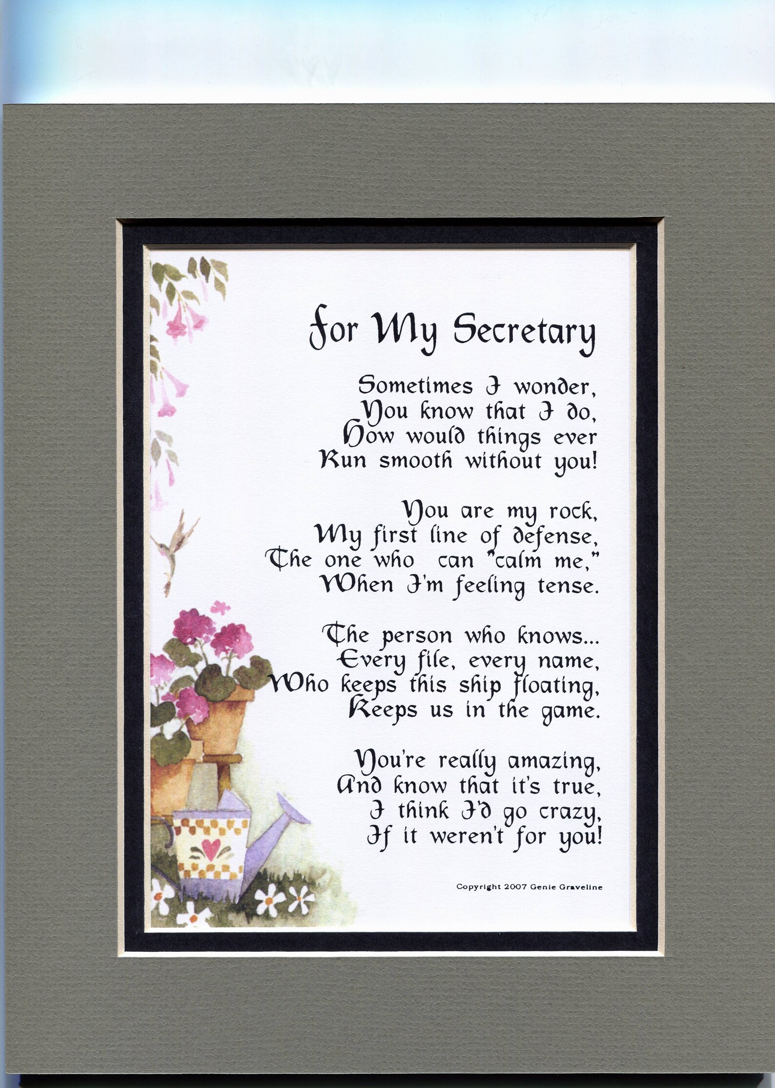 Secretary Gifts Secretary Presents Secretary Poem Etsy