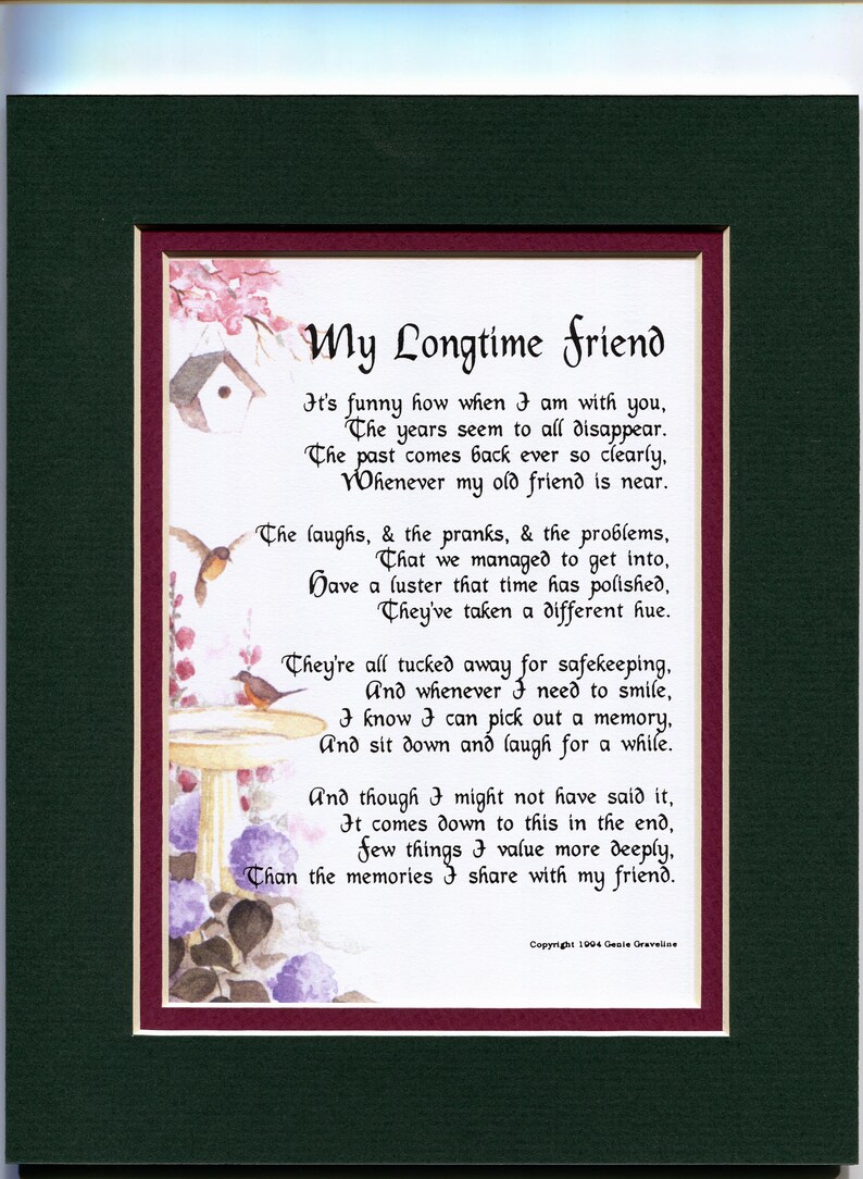 The Story Of Being Courted By A Childhood Friend Childhood friend friend poem friend print friend verse | Etsy