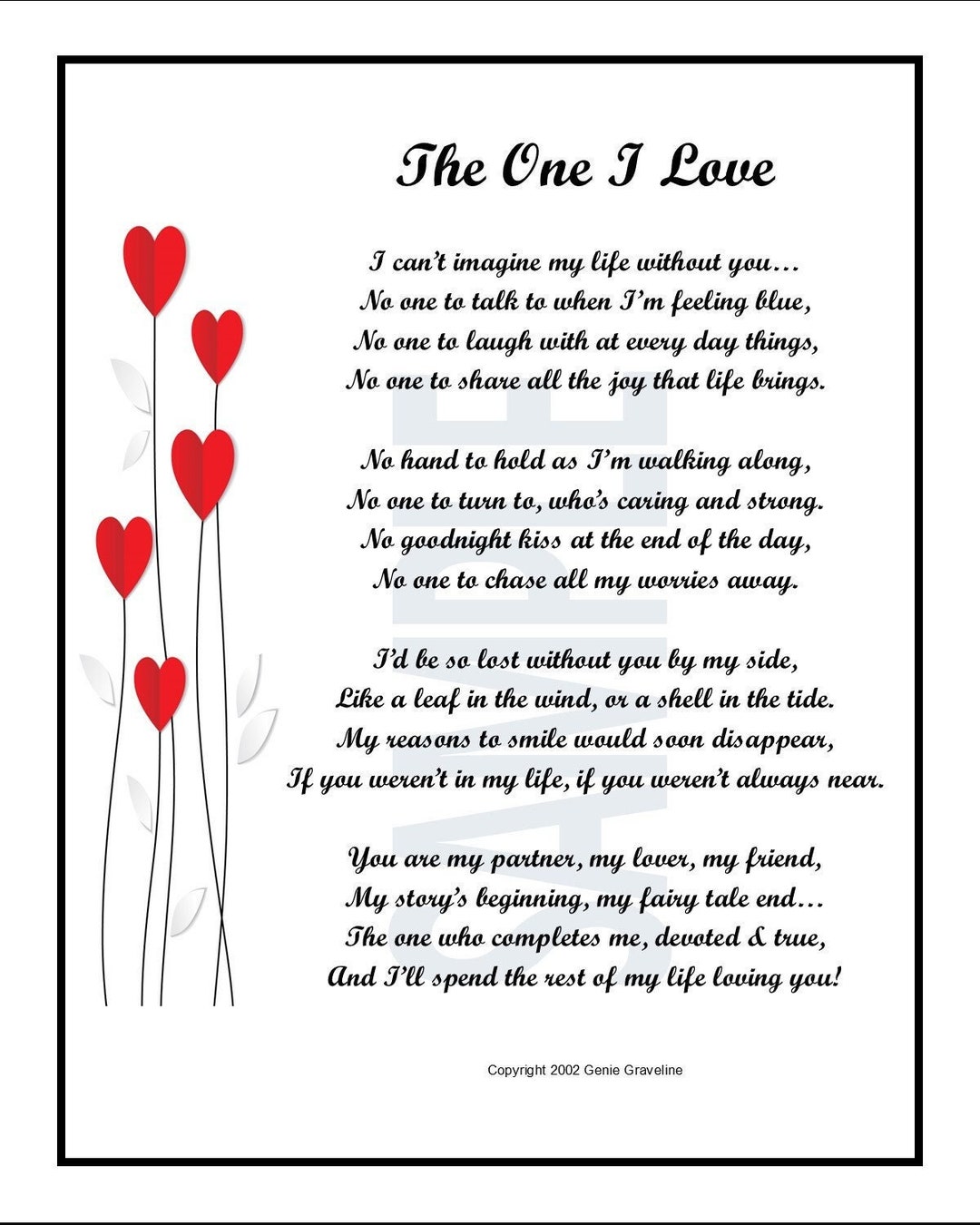 The One I Love, DIGITAL DOWNLOAD, Valentine Poems for Boyfriend Girlfriend  Lover, Husband Gifts, Wife Gifts, Girlfriend Gifts, Love Poems, - Etsy, image size:1080x1350