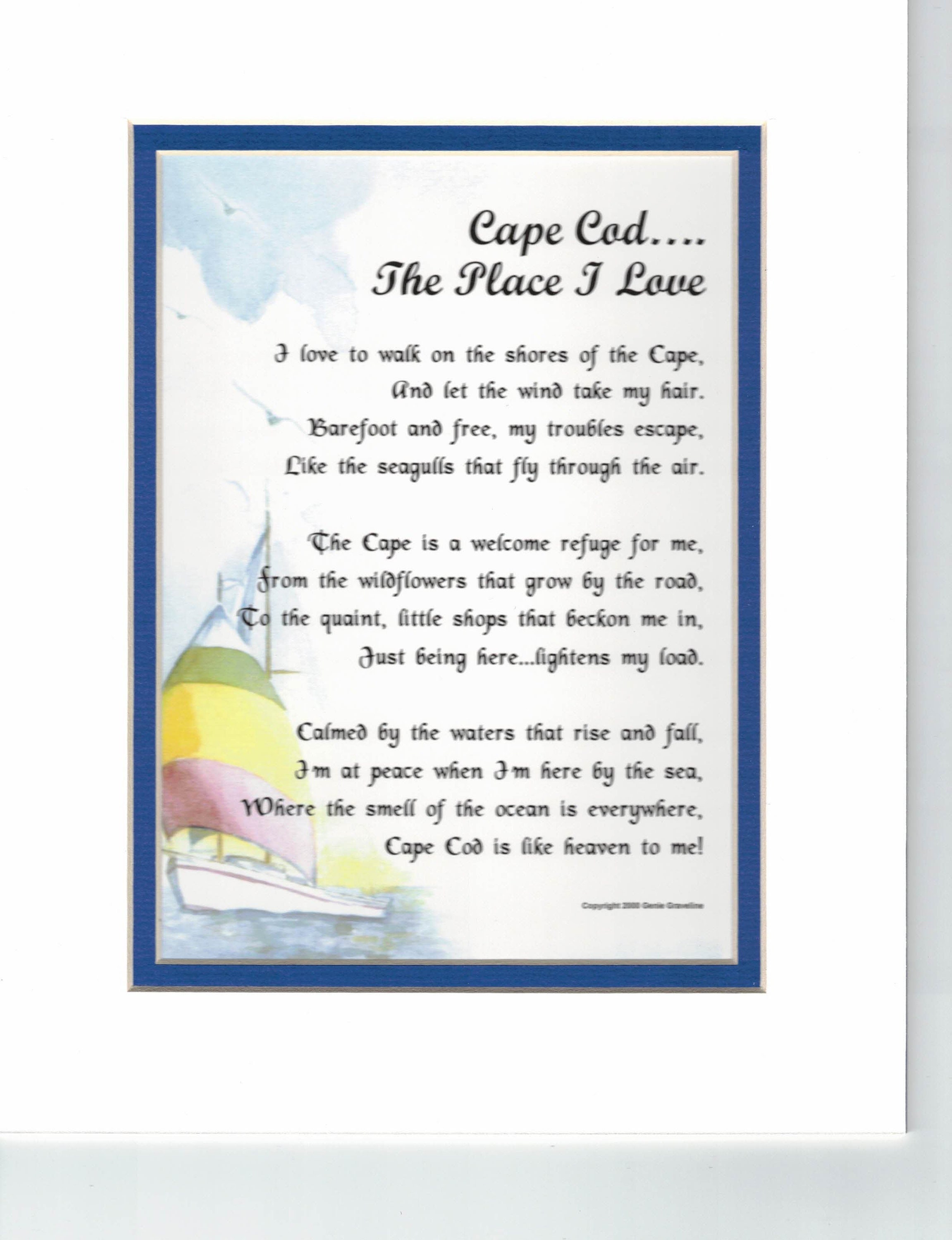 Cape Cod Text Cape Cod Poem- Cape Cod Print- Cape Cod Verse- Cape Cod Housewarming ...