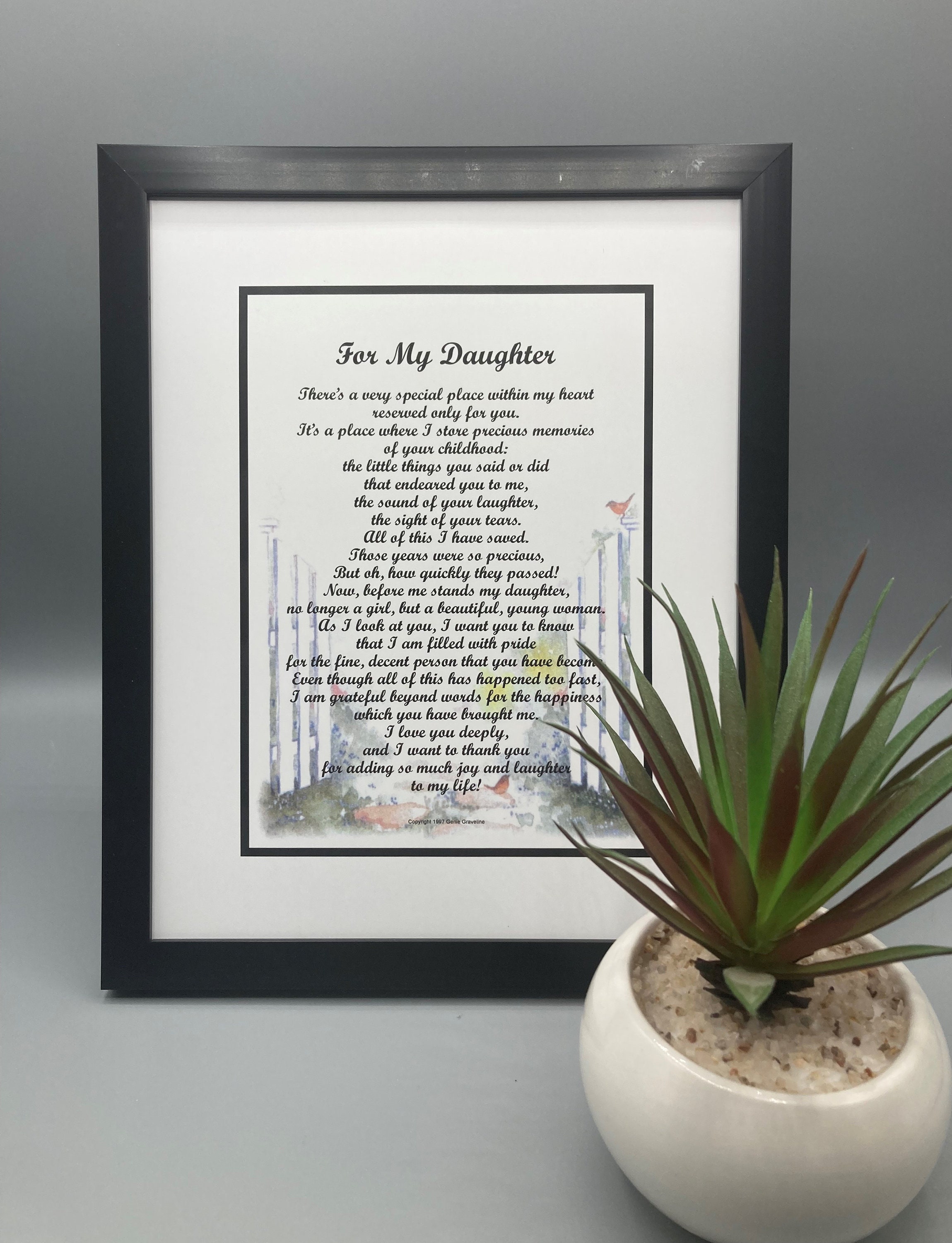 Framed My Daughter Poem Print Birthday Graduation or Christmas Gift ...