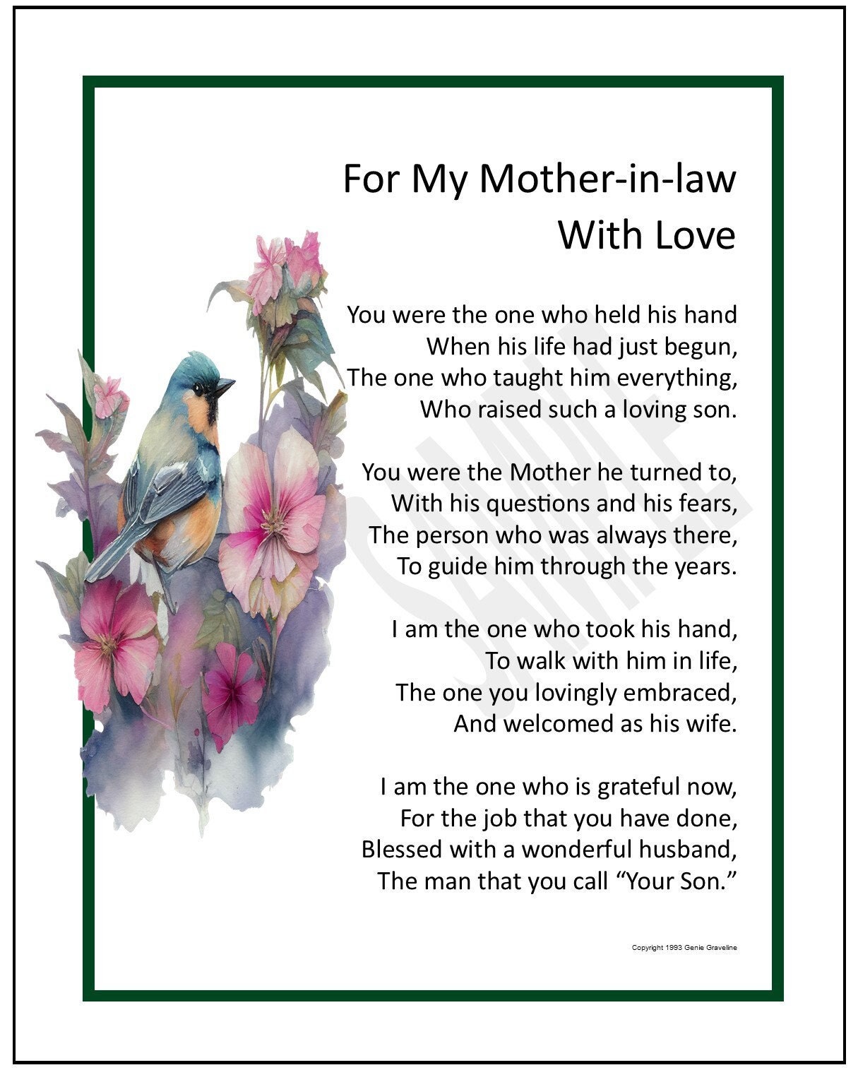 Mother In Law Poem DIGITAL DOWNLOAD Mother In Law Gift Mother In Law Mother In Law Poem DIGITAL DOWNLOAD Mother In Law Gift Mother In Law