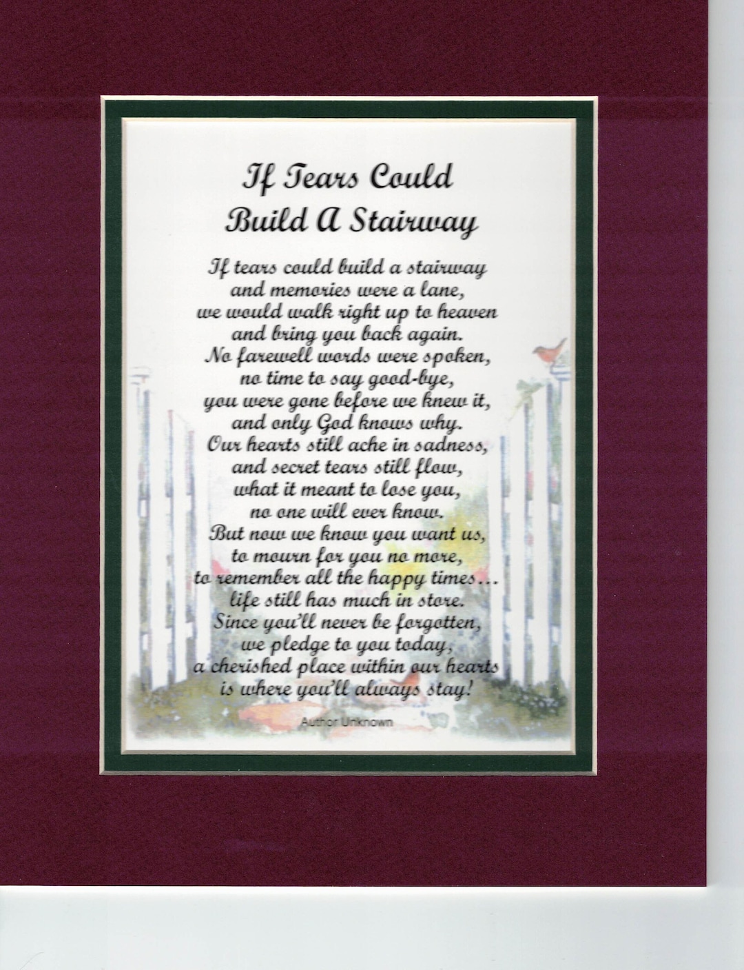 If Tears Could Build A Stairway, Sympathy Poem, Loss of Husband, Loss