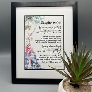 Framed Poem for Daughter in Law, Daughter in Law Gift Present, Daughter ...