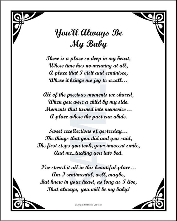 You'll Always Be My Baby DIGITAL DOWNLOAD Poem for the | Etsy