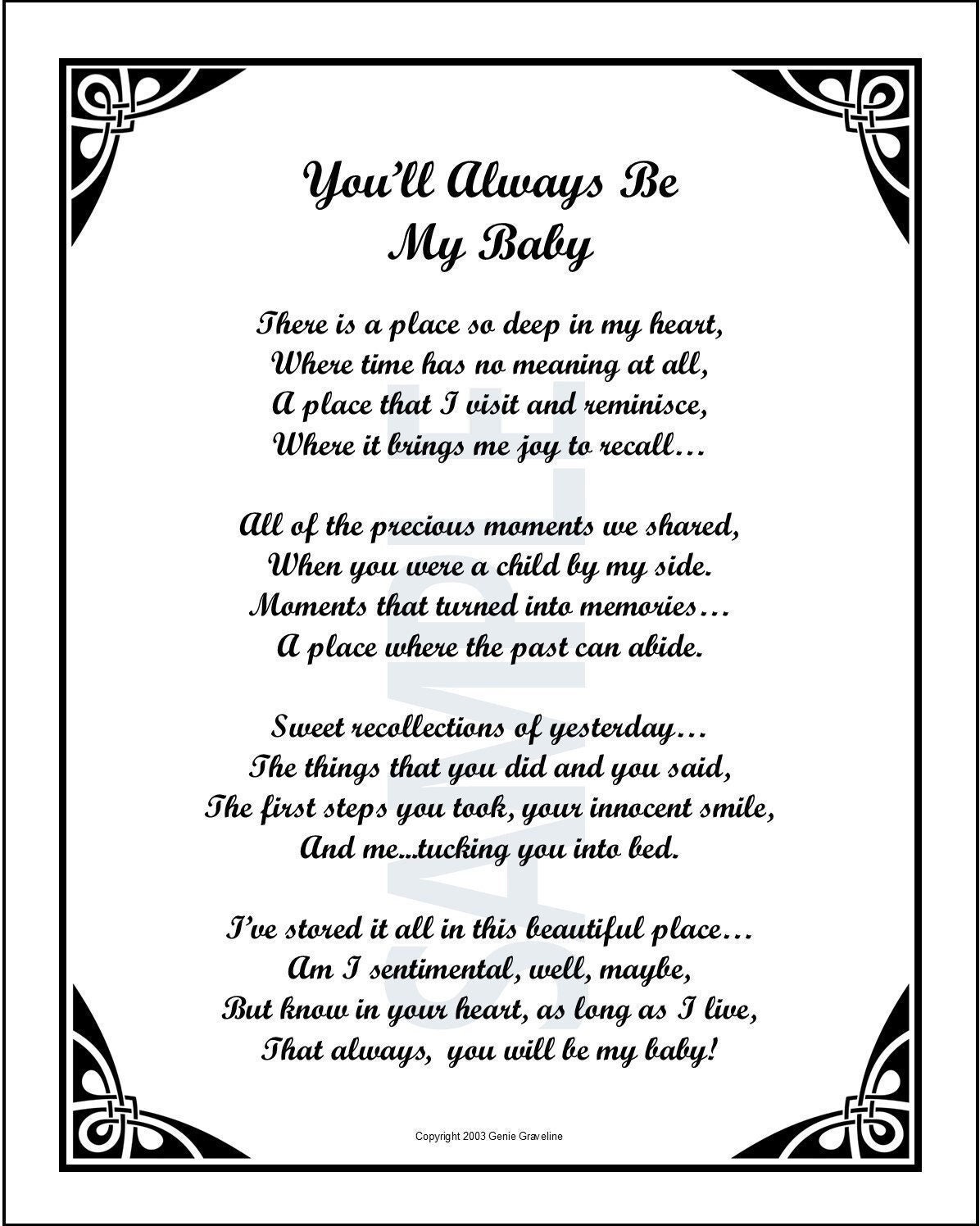You'll Always Be My Baby DIGITAL DOWNLOAD Poem for the - Etsy