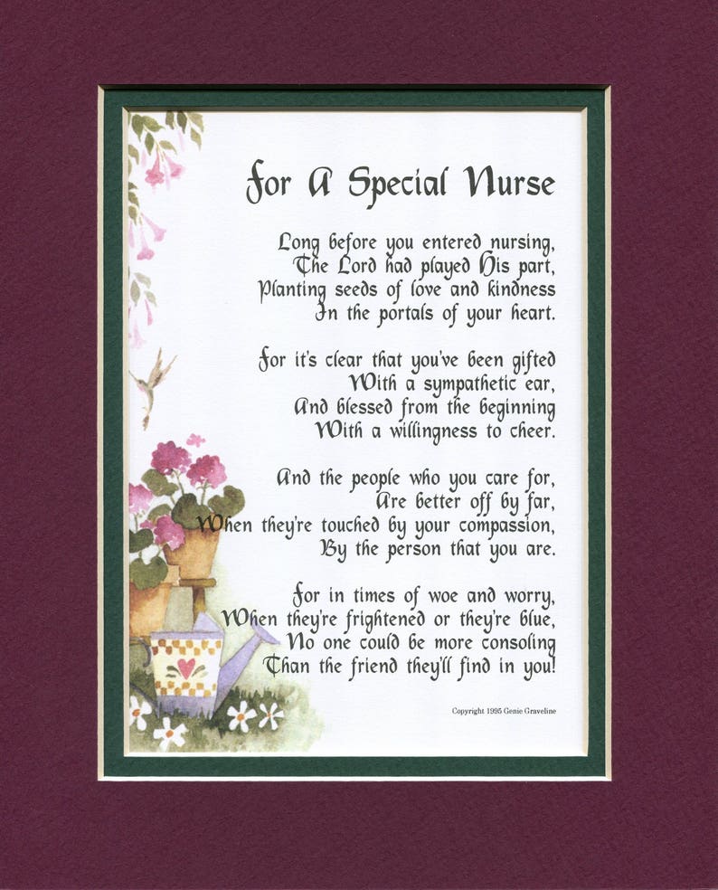 Nurse Poem Nurse Graduation Nurse Thank You Nurse Etsy