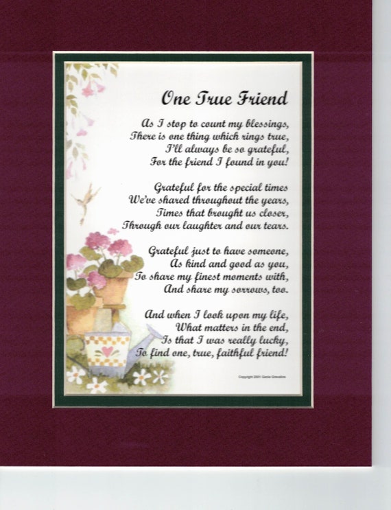 Best Friend Gift Friend Poem Friend Print Friend Verse - Etsy