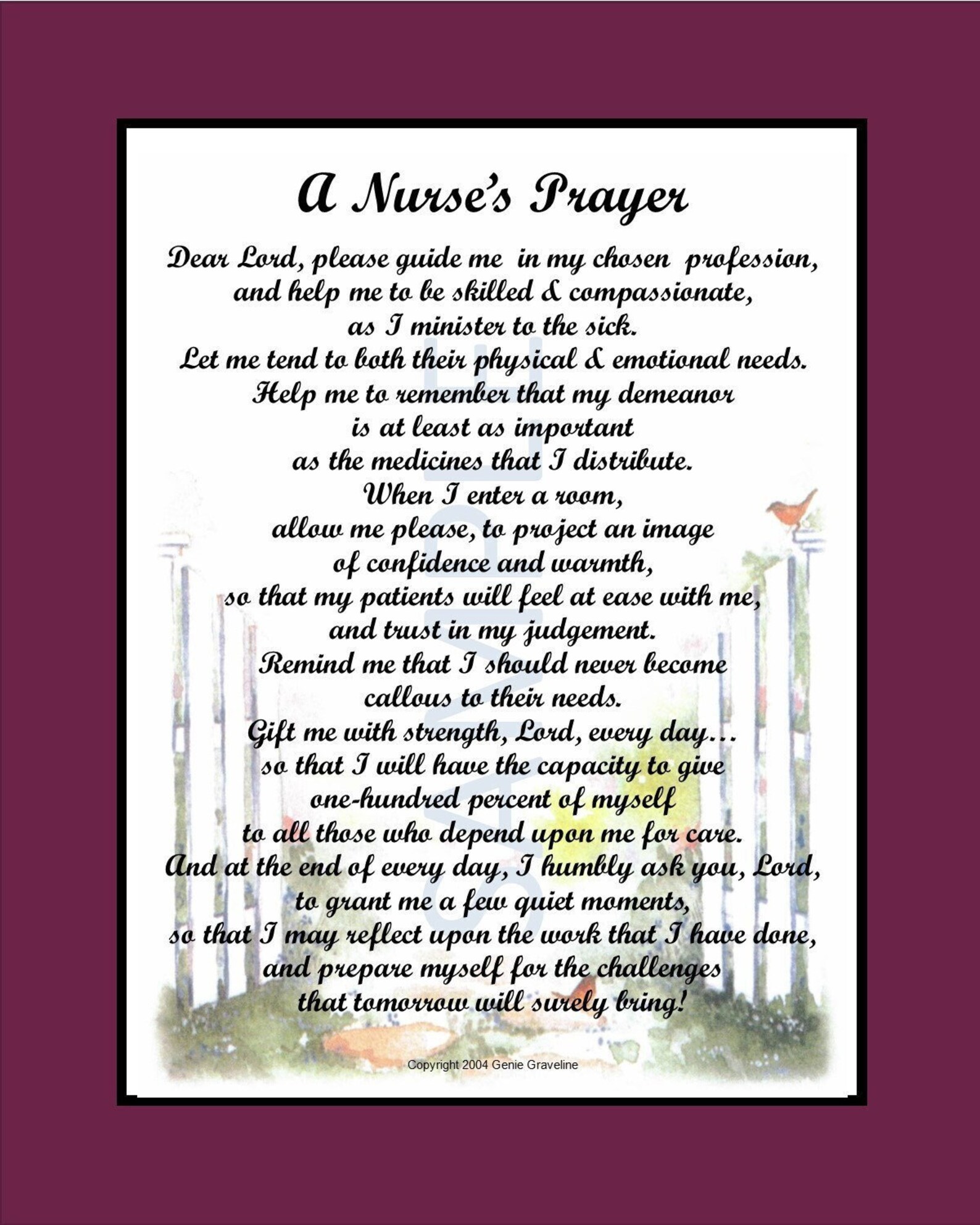 A Nurse's Prayer DIGITAL DOWNLOAD Poem is Sent to Your Etsy UK