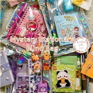 Sac de papeterie mystère Kawaii, 22 pcs | joli sac à main de papeterie | Sac surprise | Sac aveugle | Sac mystère mystère kawaii | Assortiment |