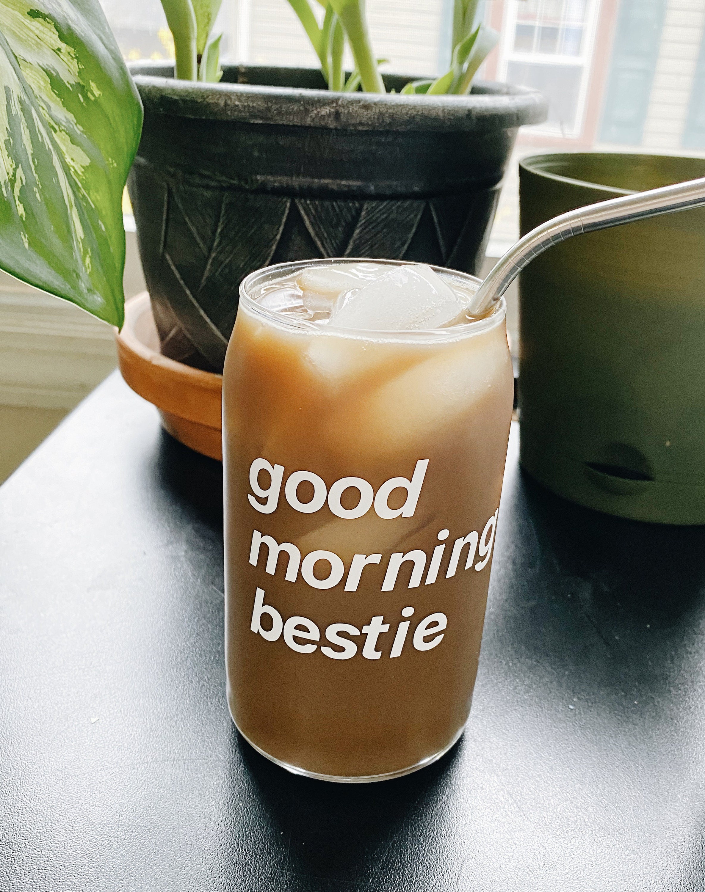 Good Morning Bestie Iced Coffee Beer Can Glass iced Coffee Etsy