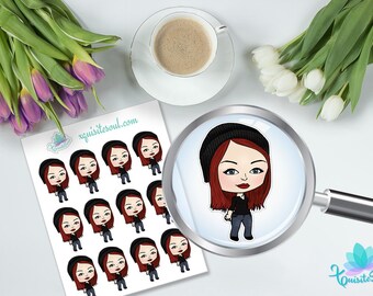 Sheena Activity Sticker Erin Condren Planner/ XQuibi Girl ECLP Stationery Accessories/Reminder Organizer Sticker Set/ Character Stickers