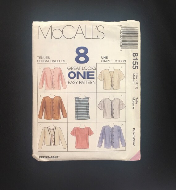 1996 Sizes 12-14 TOP and JACKET Pattern Mccalls 8155 - Etsy