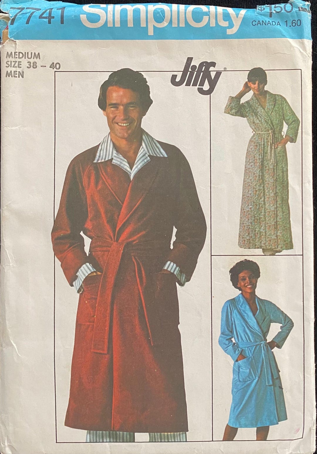 Simplicity Robe Pattern 0621 1976 UNISEX Size 38-40 Chest, Simplicity 7741, Wrap Robe, Long Sleeves ...