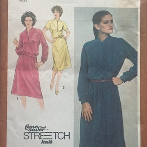 1980 Sizes 10-12-14, UNCUT Simplicity 9604, DRESS & SKIRT, Top; For Stretch-Knit Fabrics