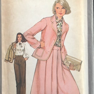 1977 Size 12, UNCUT Simplicity 8424, SUIT Pattern; Jacket, Skirt, Wide-Leg Pants and Blouse