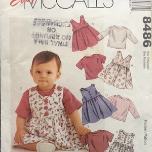 BABY to Toddler, 1996 McCall’s 8486 JUMPER, DRESS & T-Shirt Pattern, Sizes for 13 to 18 lbs