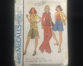 1975 Size 16 SEPARATES Pattern; UNCUT McCall's 4455; Jacket, Pants, Pantskirt/Culottes; A Carefree Pattern