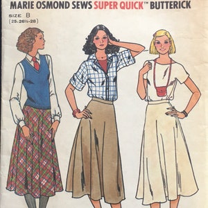 1970s Sizes 6-8, Butterick 6116, SKIRT, Super Quick Marie Osmond Pattern; Bias Flared Skirt, 2 Pattern Pieces