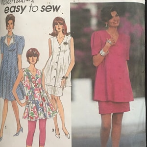 1992 Sizes 6-12 MATERNITY, Simplicity 7811; Leggings, Skirt, Dress and Tunic; Cut, Complete with Full Instructions