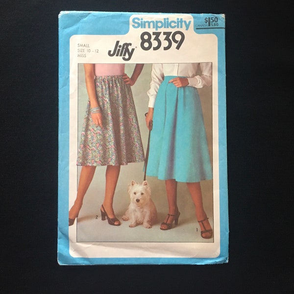 1977 Sizes 10-12 SKIRT, UNCUT, Simplicity 8339; Jiffy, Easy-to-Make, Simple Skirt!