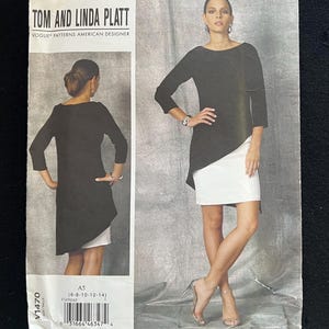 2019 Sizes 6-14, UNCUT Vogue 1470, DRESS; Tom & Linda Platt Design, Shaped Hemline; Easy, Elegant Pattern! English and French Instructions