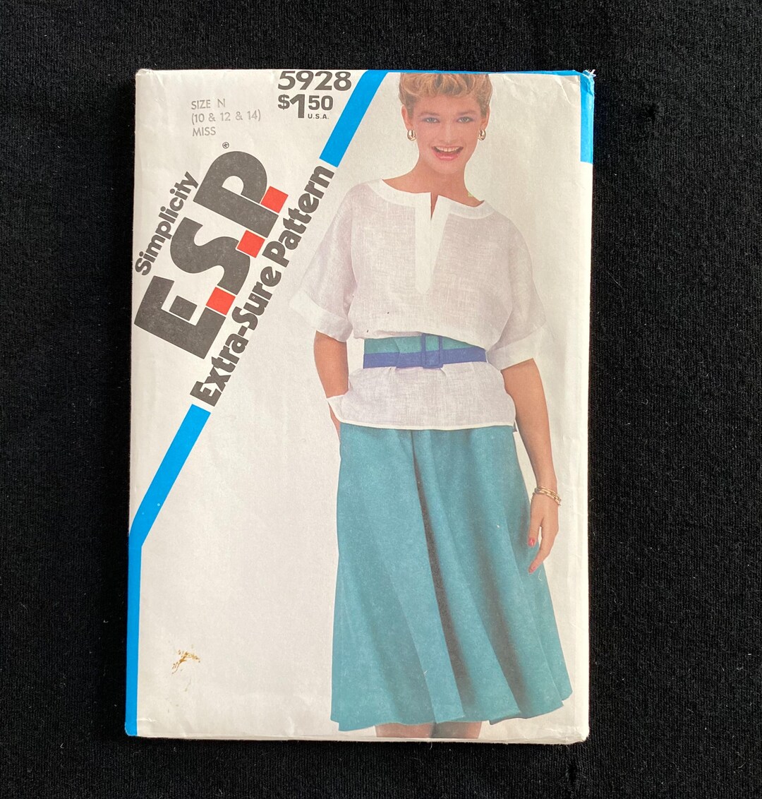 1983 Sizes 10-12-14 TOP & SKIRT Pattern UNCUT Simplicity 5928 E.S.P ...