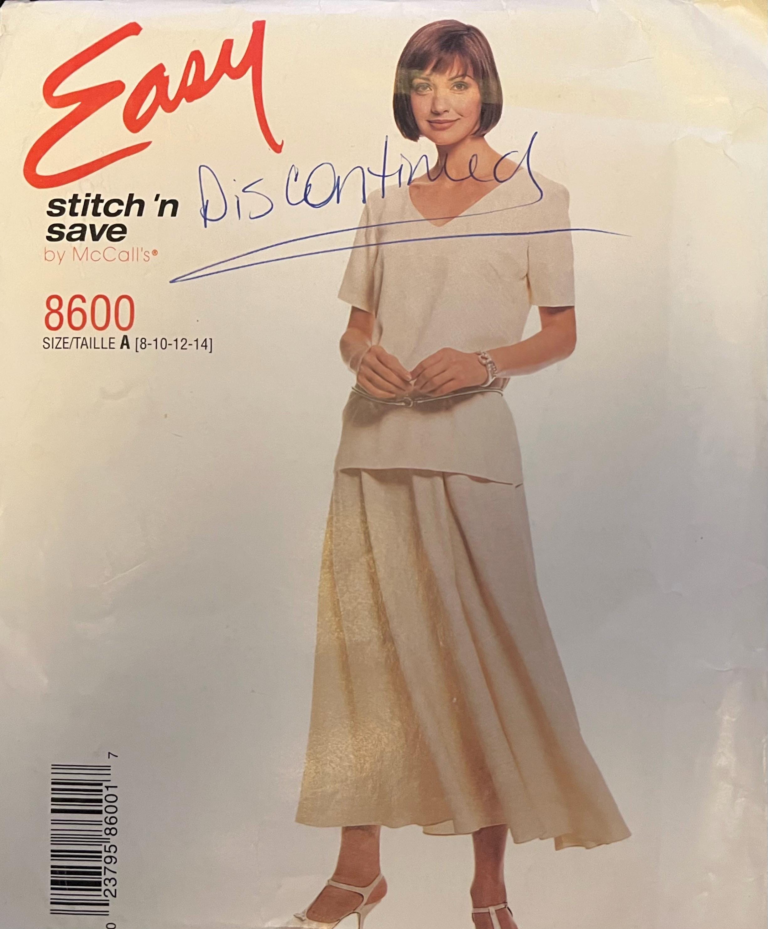 1997 Sizes 8-10-12-14, UNCUT Mccall's 8600, Skirt & Top, Easy