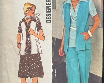 1974 Size 12, Simplicity 6336 Pattern: SEPARATES, Top, Skirt, Pants, & Vest; 1970s Fashion