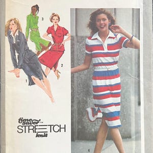 1979 Sizes 8-10-12, UNCUT Simplicity 9306; DRESS, SKIRT & Top; A Stretch Knit Pattern