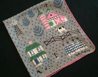Charming 1950's Betty Anderson Handkerchief