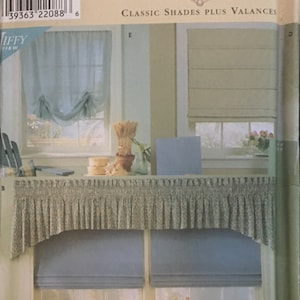 SHADES & VALANCE 1999, UNCUT Simplicity 8353; Multiple Shades, Roman Shades, Valence and Swag Designs and Patterns