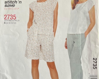 2000 Sizes 8-10-12-14, McCalls 2735 SHORTS, PANTS & TOP; Easy Stitch 'n Save Pattern
