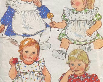 NEWBORN, Small, Medium, 1985 Butterick 3253, Dress, Pinafore & Panties