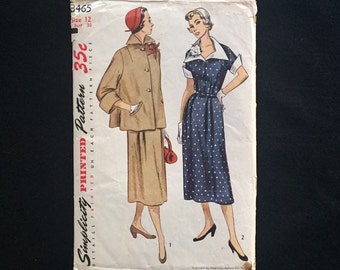 1950s Size 12 MATERNITY PATTERN, Simplicity 3465; Dress and Jacket; Classic 50s Maternity Elegance; Authentic Pattern
