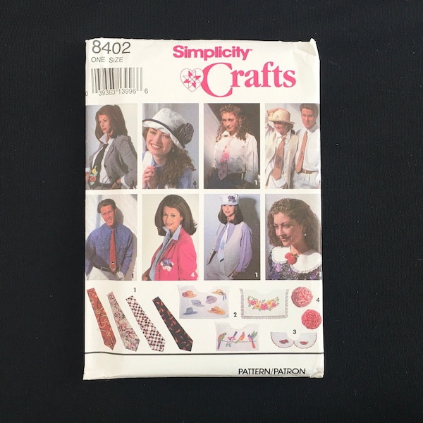 FLOWERS, TRANSFERS, Ties, Collars, Roses + Designs for Fashion Painting; UNCUT Simplicity 8402 from 1993