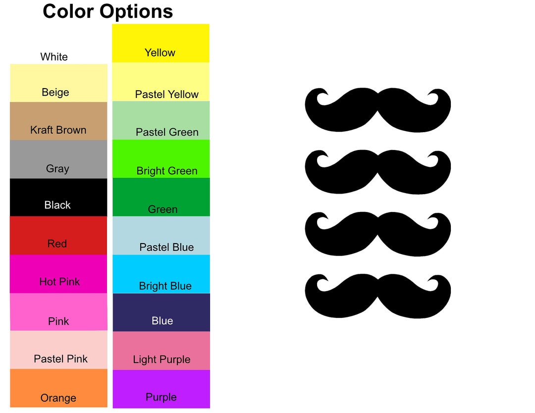 25 Pieces Handlebar Mustache Silhouette Paper Die Cut Shape Cut Outs