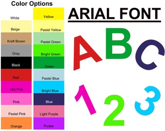 Your Choice of Paper Letters and Numbers - Many Colors and Sizes - Arial Alphabet and Number Die Cut Shapes