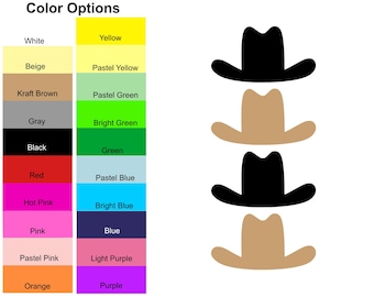 25 Pieces -  Cowboy Hat Paper Die Cut Shape Cut Outs for Bulletin Boards, Classroom Decorations, Party Decorations, Scrapbooking and Crafts