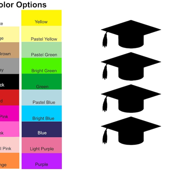 25 Pieces - Graduation Cap Hat Paper Die Cut Shape Cut Outs for Bulletin Boards, Classroom Decorations, Party Decorations and Crafts