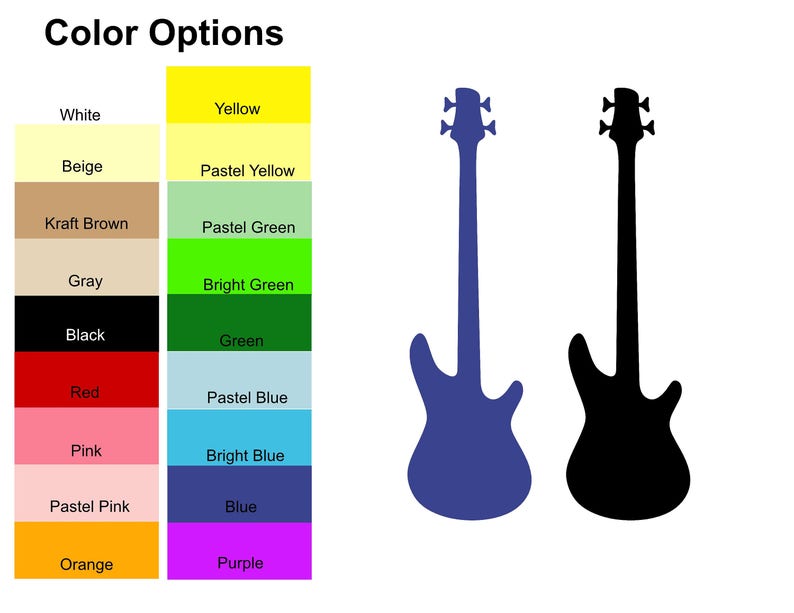 25 Pieces Bass Guitar Paper Die Cut Shape Cut Outs for Etsy