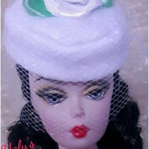 HANDMADE Dress Baby Blue Hat for Barbie Silkstone Vintage Reproduction & Fashion Royalty 11.5” Doll